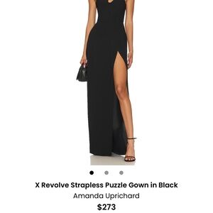 Amanda Uprichard Black Strapless Evening Dress